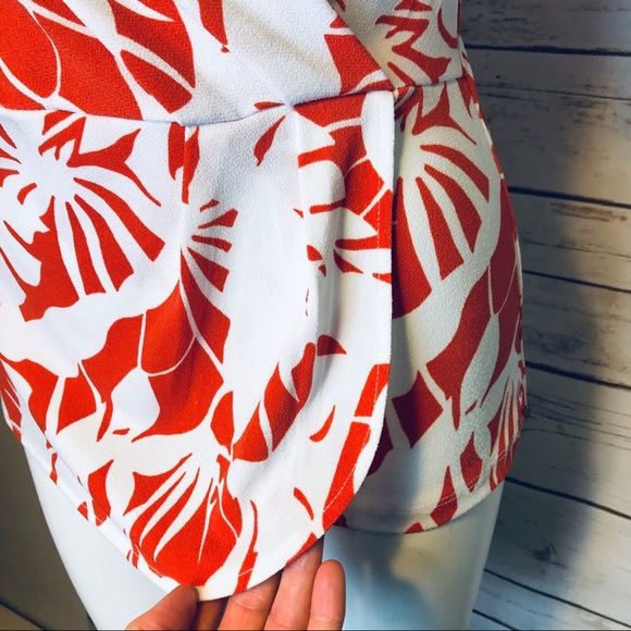 Ann Taylor White/Orange Tropical Print - Picture 3 of 8